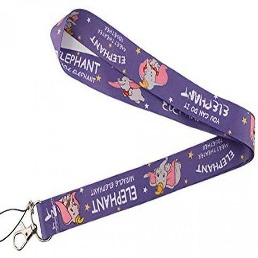 Arlo Wear Dumbo The Elephant Cartoon Movie Character Purple Lanyard Keychain ID Badge Holder