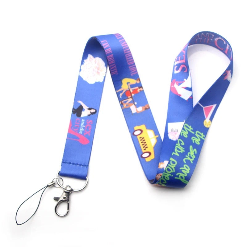 Arlo Wear Sex and The City Television Movie Series Cartoon Style Design Blue Lanyard Keychain ID Badge Holder