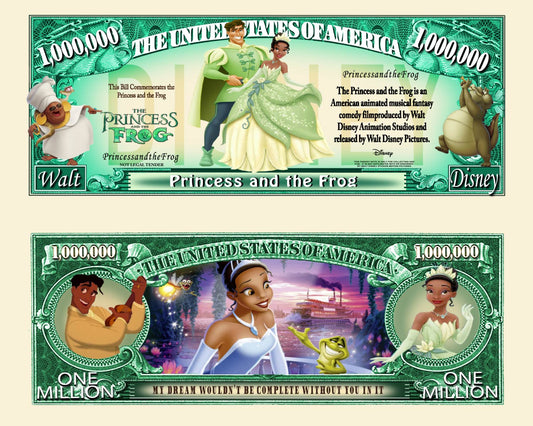 Arlo Wear Princess and The Frog Disney Princess Movie Tiana Commemorative Novelty Million Bill With Semi Rigid Protector Sleeve