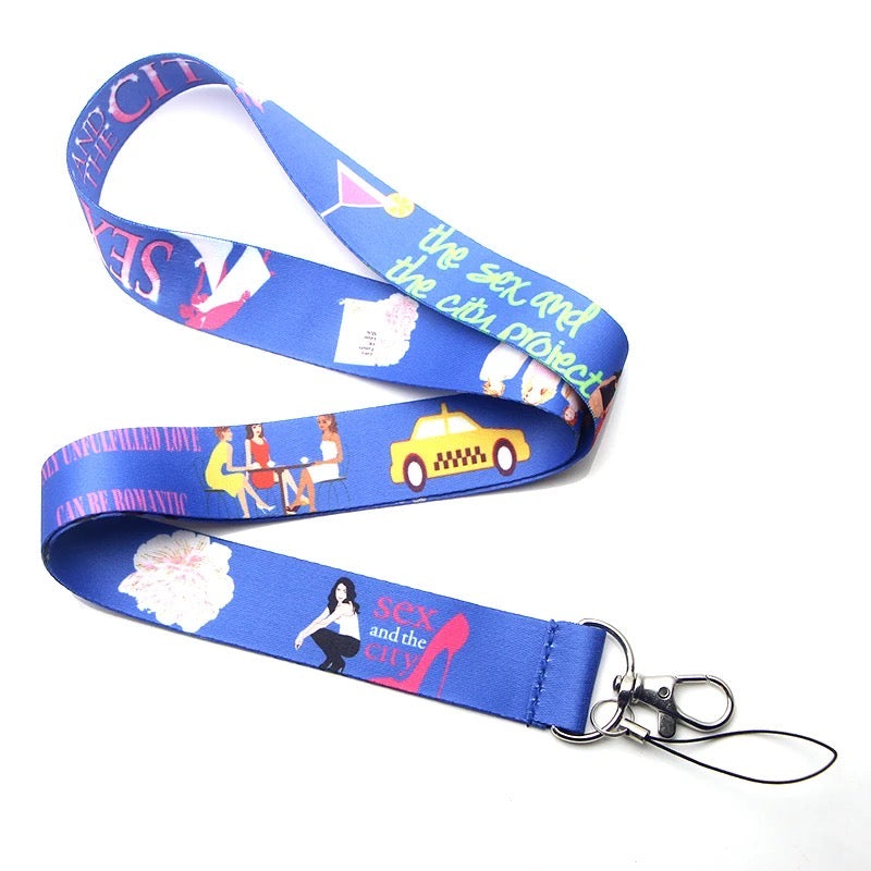 Arlo Wear Sex and The City Television Movie Series Cartoon Style Design Blue Lanyard Keychain ID Badge Holder