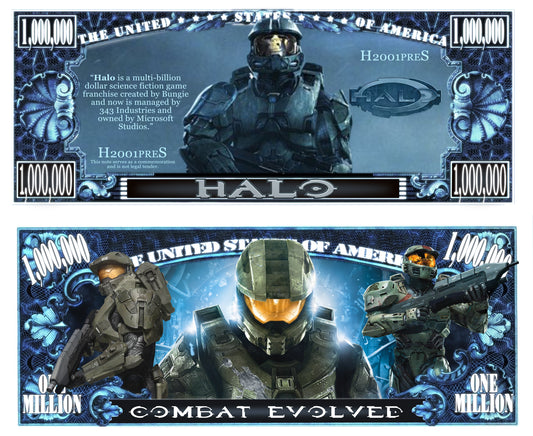 Arlo Wear Halo Combat Evolve Video Game Series Master Chief Xbox Commemorative Novelty Million Bill With Semi Rigid Protector Sleeve