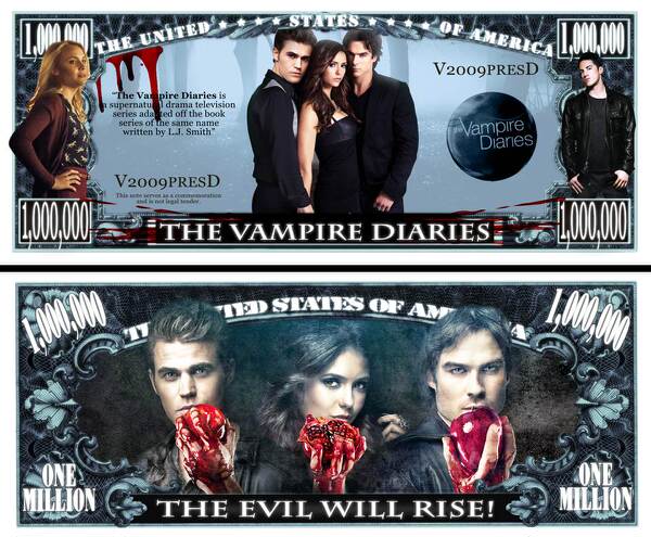 Arlo Wear The Vampire Diaries Television Series Characters Commemorative Novelty Million Bill With Semi Rigid Protector Sleeve