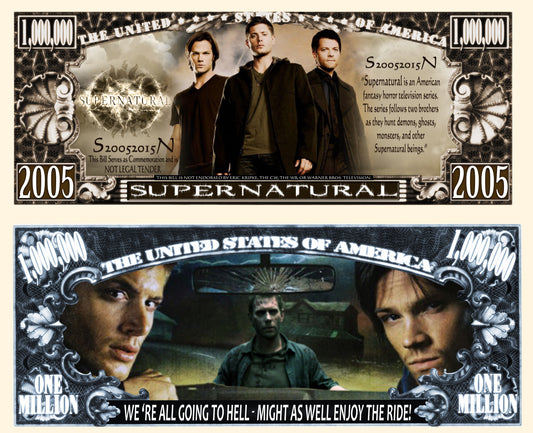 Arlo Wear Supernatural Television Series Winchester Commemorative Novelty Million Bill With Semi Rigid Protector Sleeve