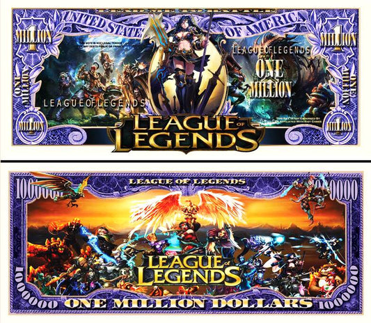 Arlo Wear League of Legends Video Game MMORPG Gamer Commemorative Novelty Million Bill With Semi Rigid Protector Sleeve