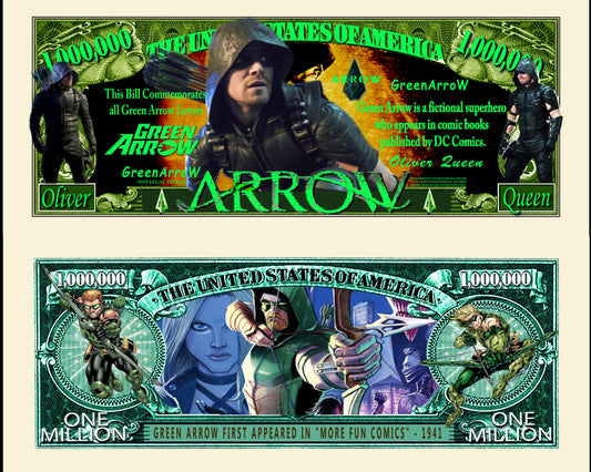 Arlo Wear DC Comics Justice League Green Arrow Character Commemorative Novelty Bill With Semi Rigid Protector Sleeve