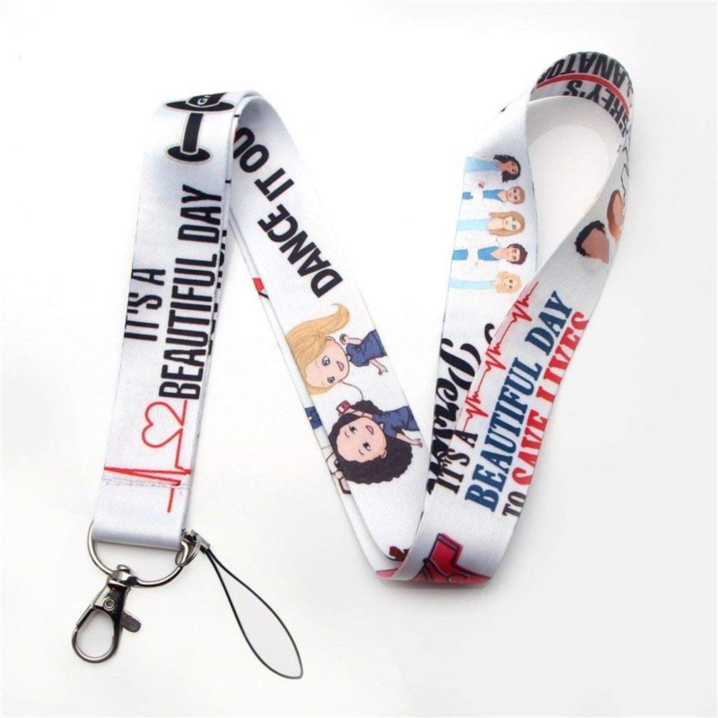 Arlo Wear Grey’s Anatomy You’re My Person White Cartoon Design Television Series Lanyard Keychain ID Badge Holder