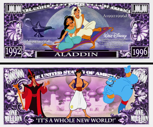 Arlo Wear Disney Aladdin Princess Jasmine Cartoon Movie Commemorative Novelty Million Bill With Semi Rigid Protector Sleeve