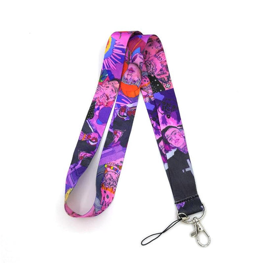 Arlo Wear Lil Peep Rap Artist Musician Purple Lanyard Keychain ID Badge Holder