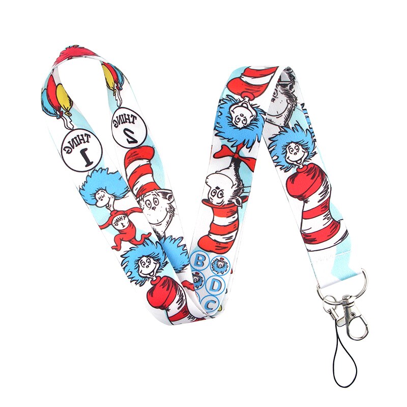 Arlo Wear Dr. Seuss Cat in The Hat Thing 1 Thing 2 Characters Storybook Cartoon Lanyard Keychain ID Badge Holder