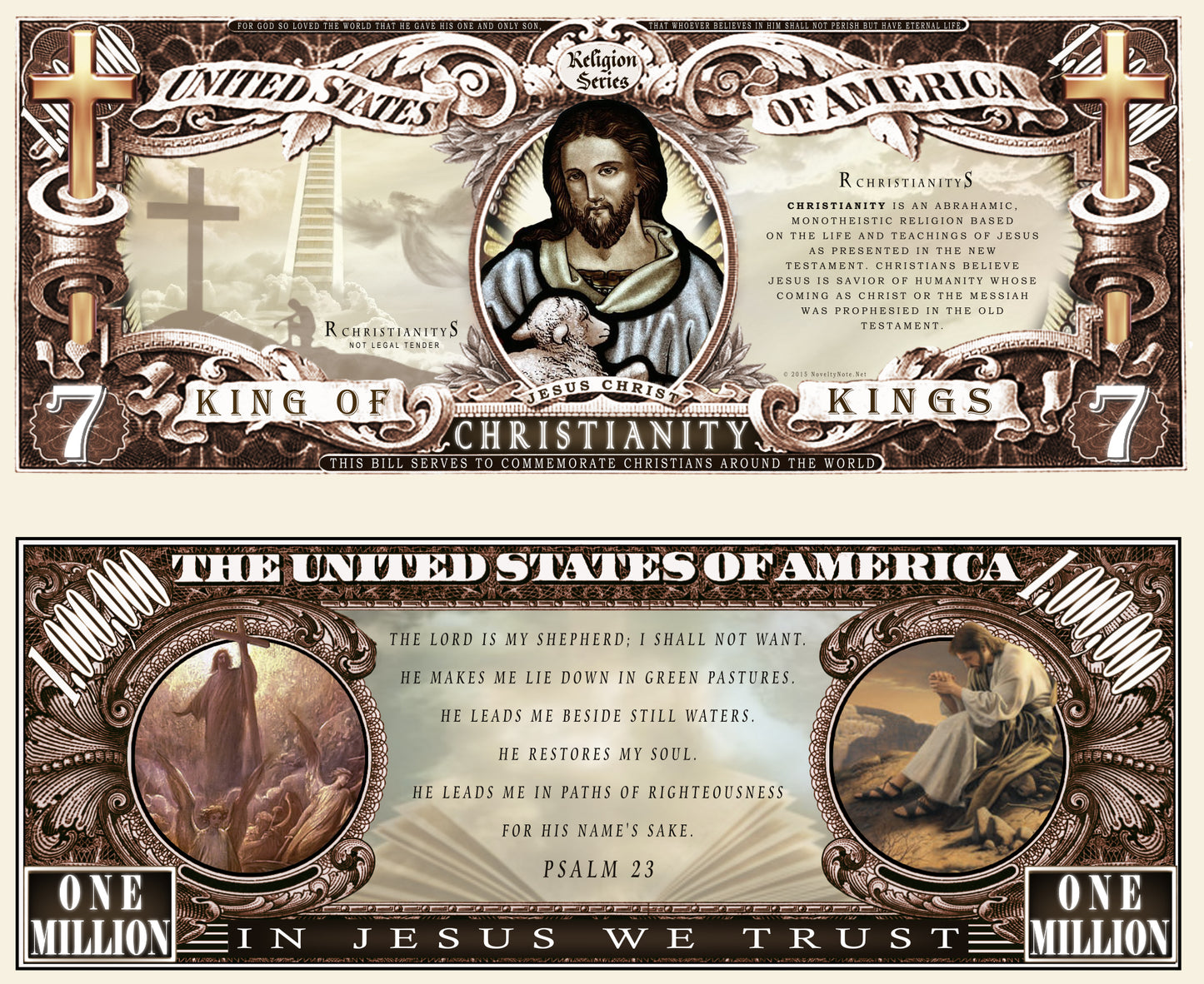 Arlo Wear Christianity Religion Jesus Christ Commemorative Novelty Million Bill With Semi Rigid Protector