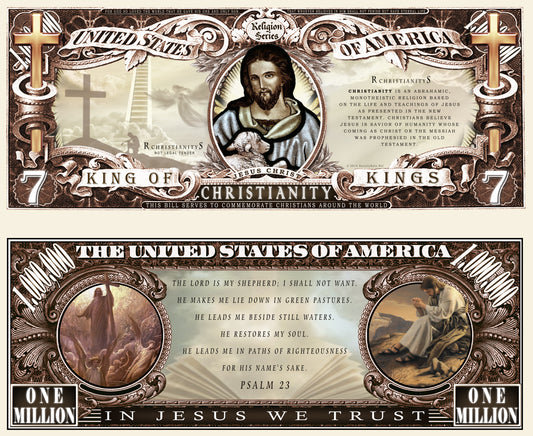 Arlo Wear Christianity Religion Jesus Christ Commemorative Novelty Million Bill With Semi Rigid Protector