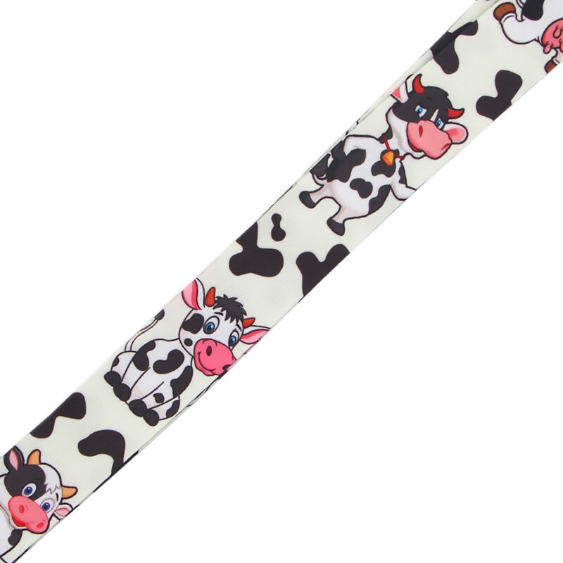 Arlo Wear Farm Animals Cow Cartoon Design White Lanyard Keychain ID Badge Holder