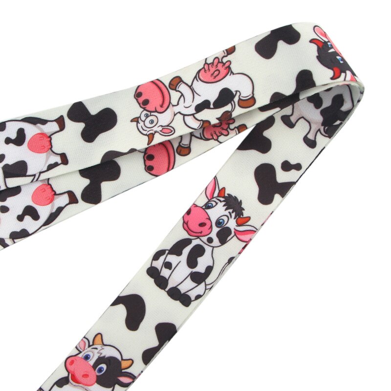 Arlo Wear Farm Animals Cow Cartoon Design White Lanyard Keychain ID Badge Holder