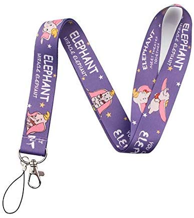 Arlo Wear Dumbo The Elephant Cartoon Movie Character Purple Lanyard Keychain ID Badge Holder