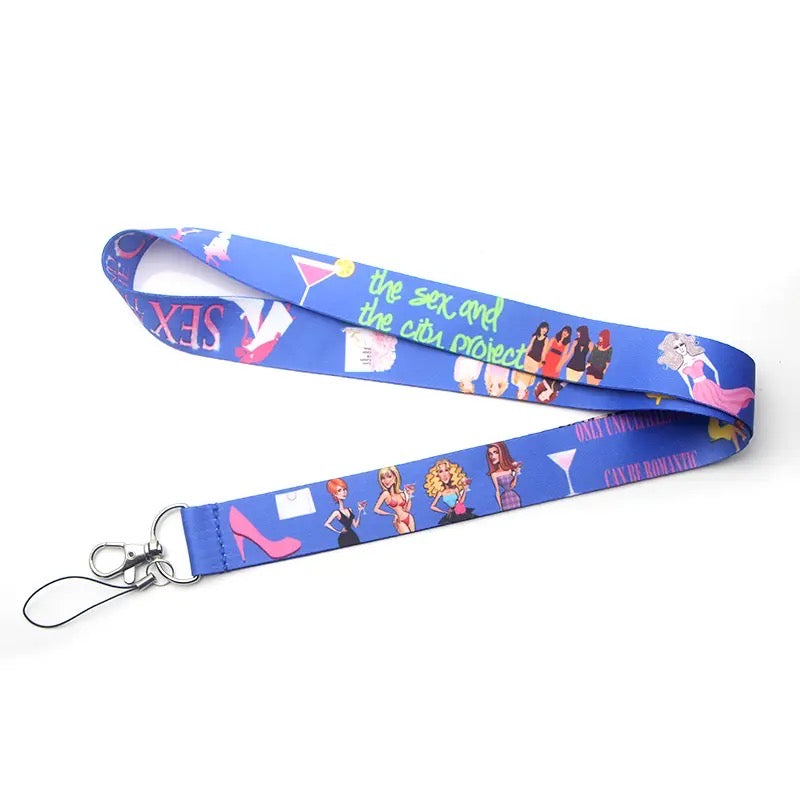 Arlo Wear Sex and The City Television Movie Series Cartoon Style Design Blue Lanyard Keychain ID Badge Holder