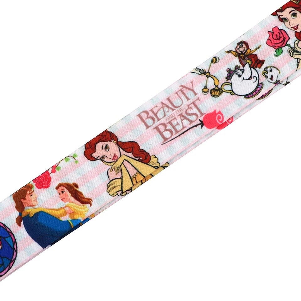 Arlo Wear Beauty and The Beast Princess Bell Pink Cartoon Movie Character Lanyard Keychain ID Badge Holder