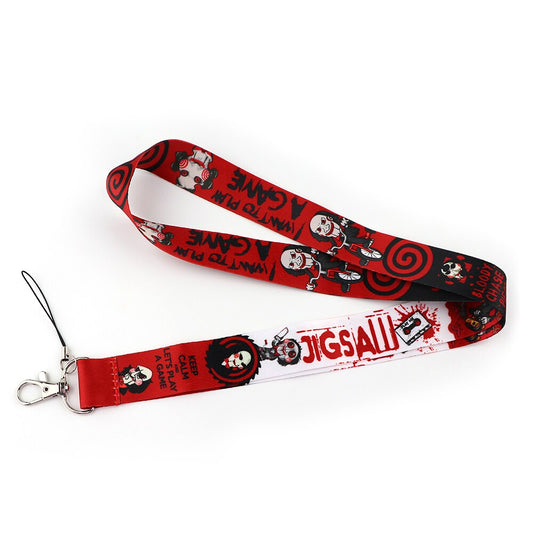 Arlo Wear Halloween Horror Movie Series Saw Character Jigsaw Red White Lanyard Keychain ID Badge Holder