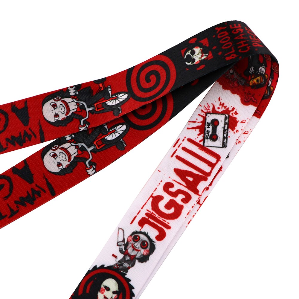 Arlo Wear Halloween Horror Movie Series Saw Character Jigsaw Red White Lanyard Keychain ID Badge Holder