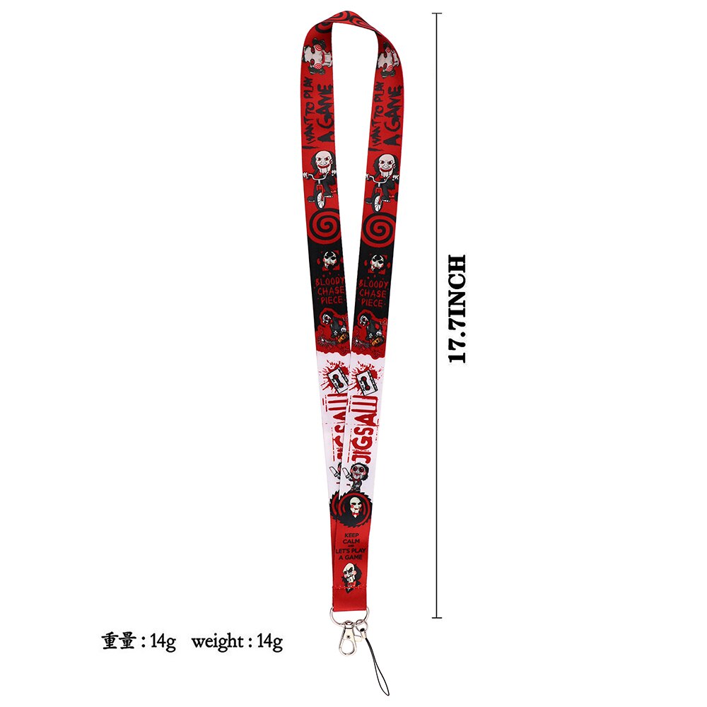 Arlo Wear Halloween Horror Movie Series Saw Character Jigsaw Red White Lanyard Keychain ID Badge Holder