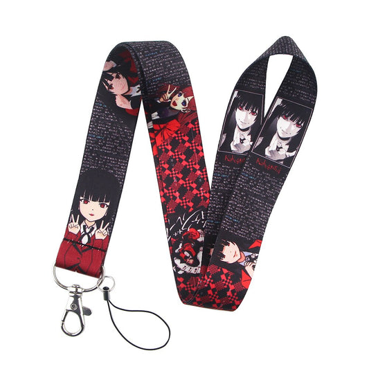 Arlo Wear Kakegurui Gambler's Abyss Anime Manga Characters Red Black Lanyard Keychain ID Badge Holder