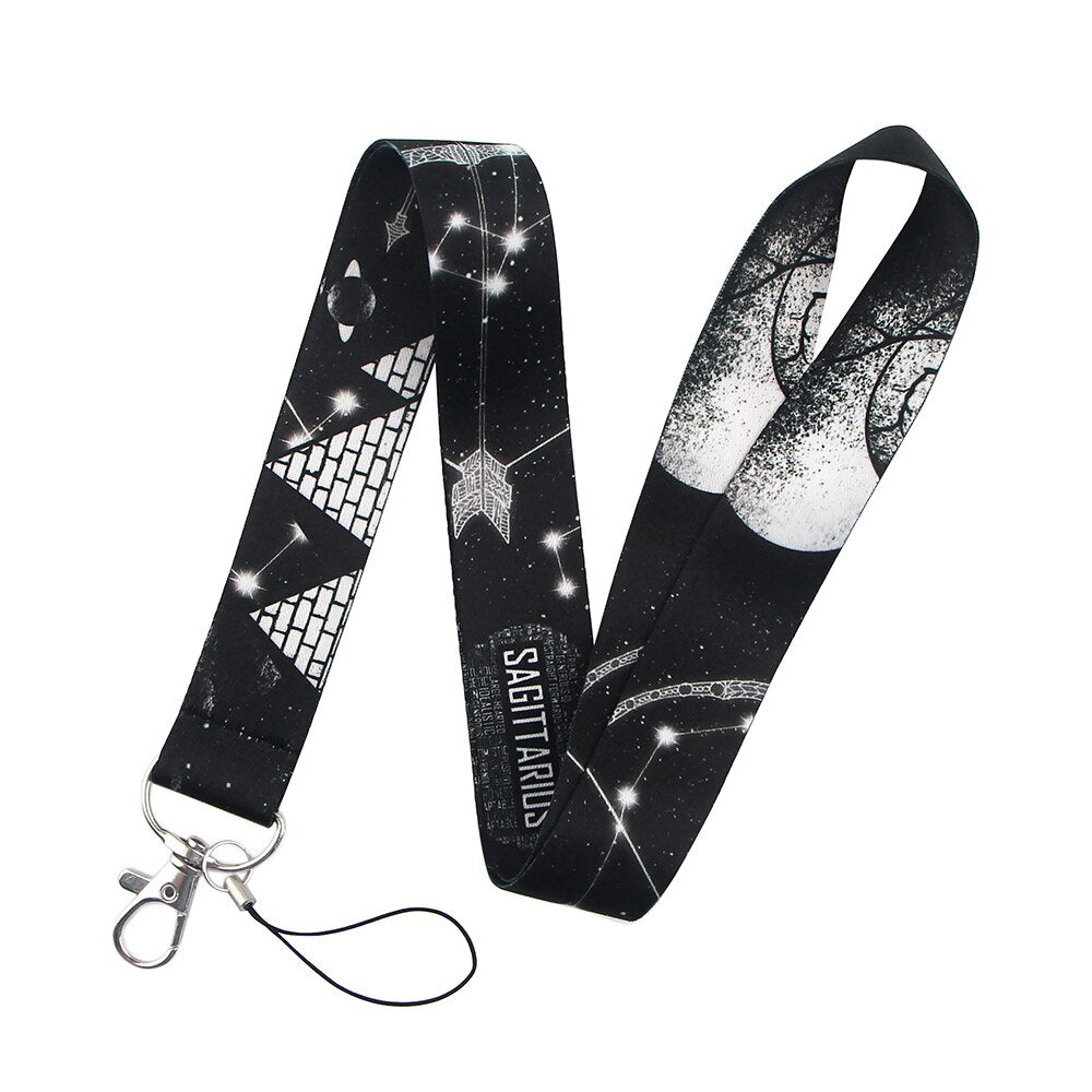 Arlo Wear Constellation Astrology Stars Leo Sagittarius Black White Lanyard Keychain ID Badge Holder