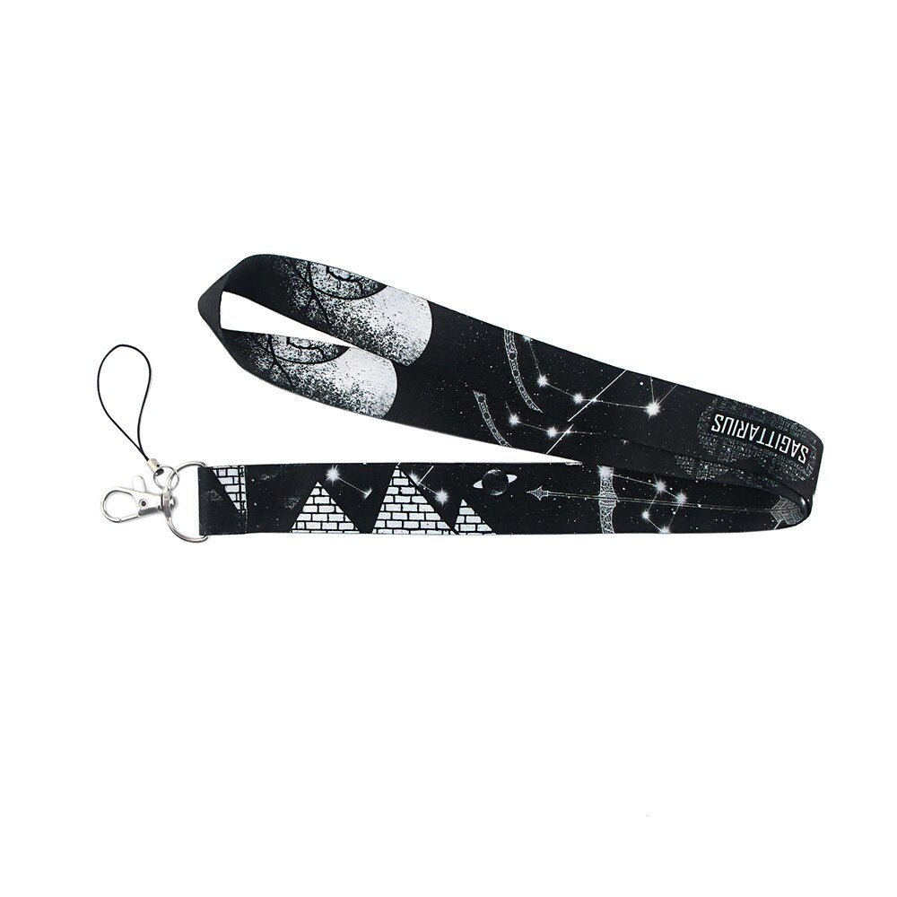 Arlo Wear Constellation Astrology Stars Leo Sagittarius Black White Lanyard Keychain ID Badge Holder