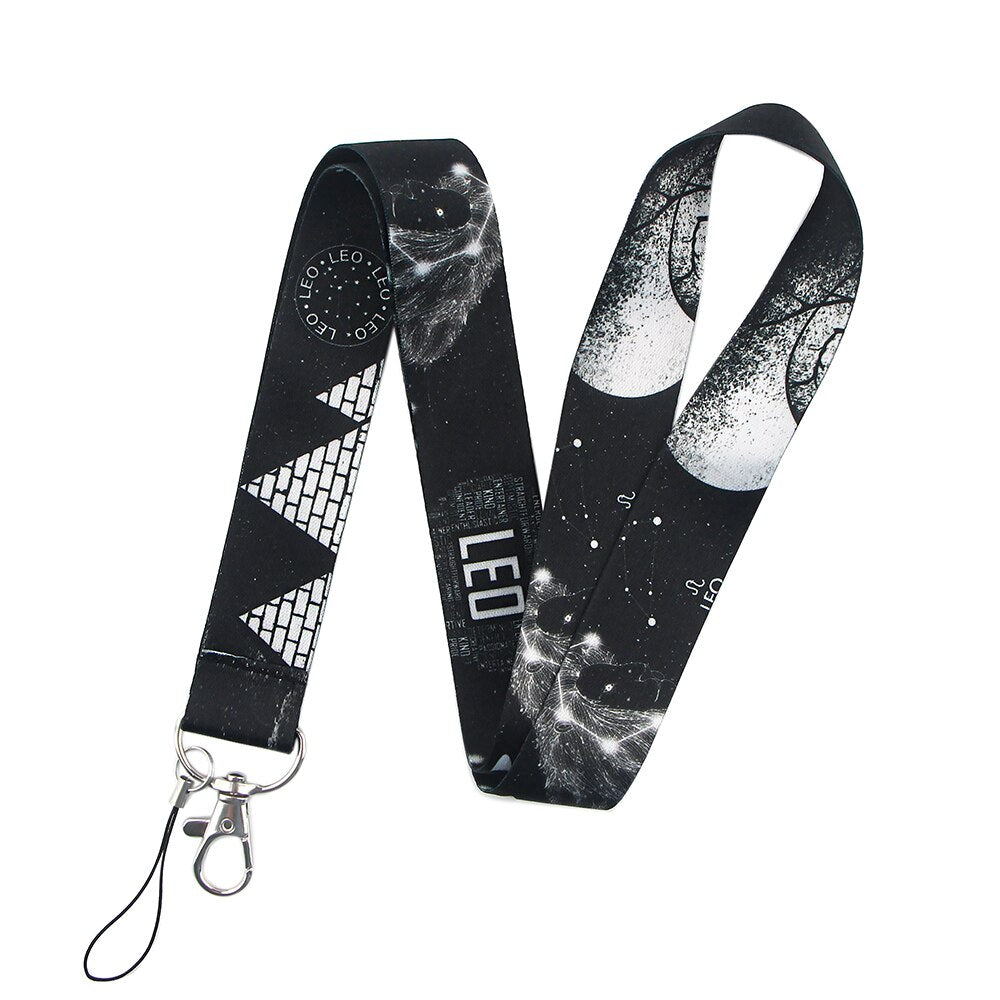 Arlo Wear Constellation Astrology Stars Leo Sagittarius Black White Lanyard Keychain ID Badge Holder